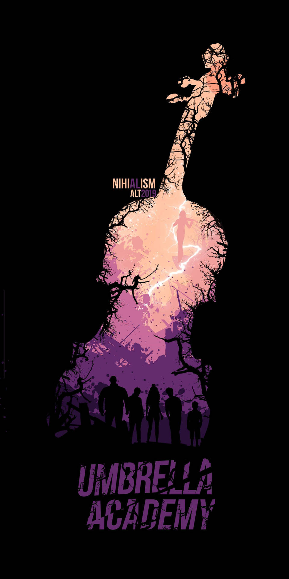 Download free Violin Silhouette The Umbrella Academy Wallpaper -  MrWallpaper.com