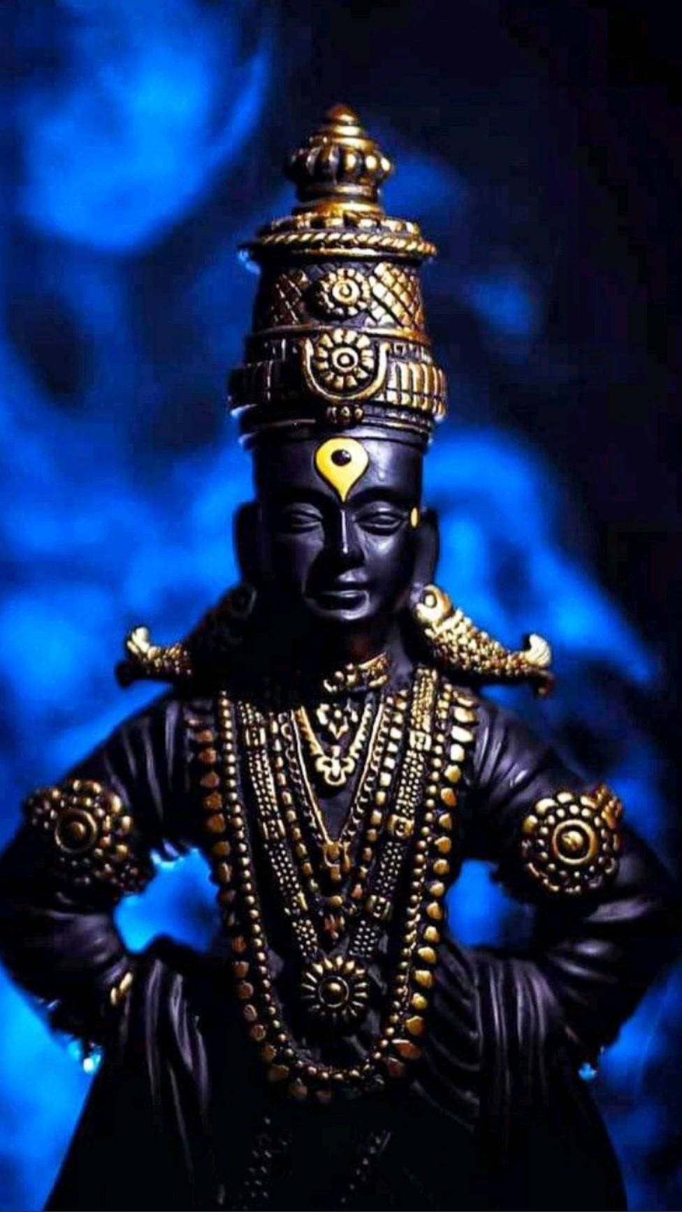 Vitthal Black With Gold Figurine Wallpaper
