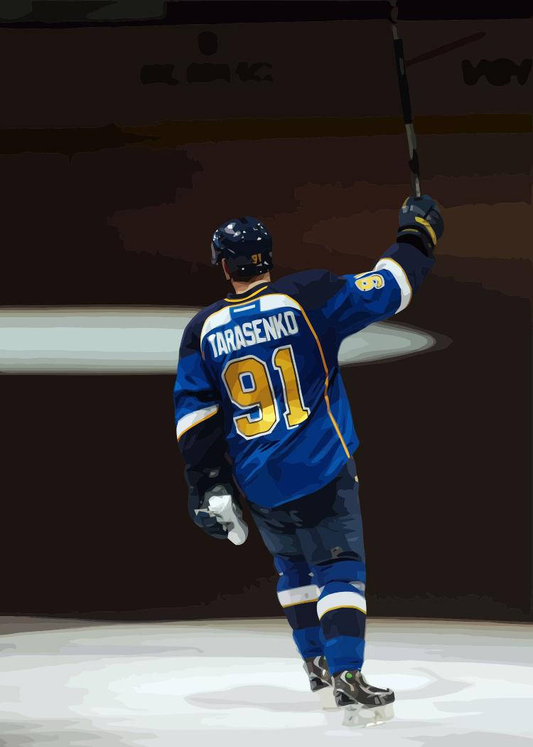 Vladimir Tarasenko Of The St. Louis Blues Showing Off His Jersey Wallpaper