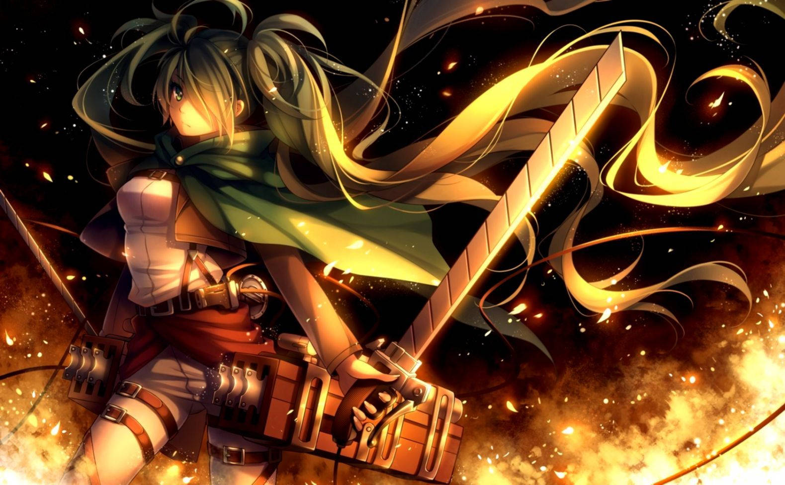 Vocaloid Miku Fire Anime Wallpaper