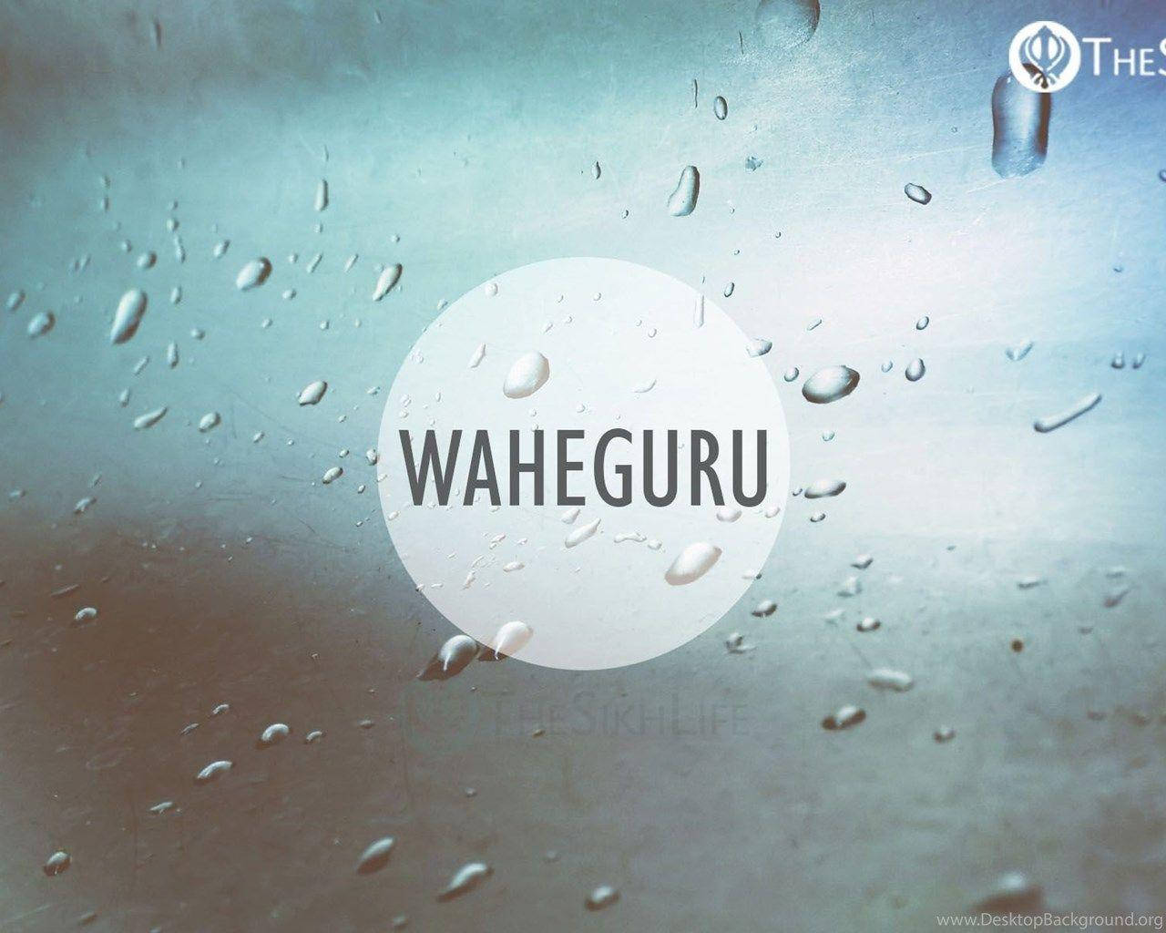 Waheguru Circle Against Wet Glass Wallpaper