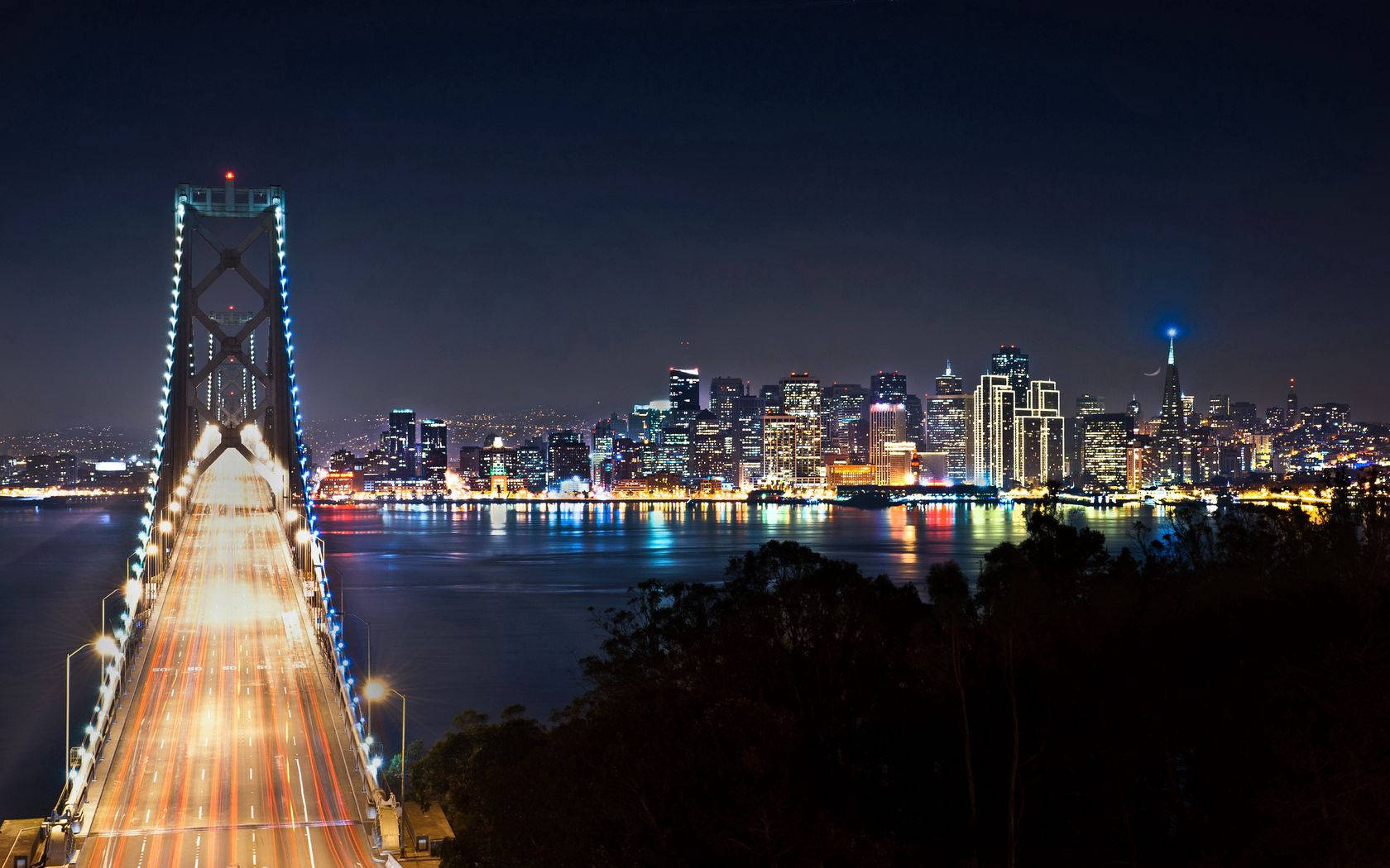 Wallpaper San Francisco, Bridge, Night City Wallpaper