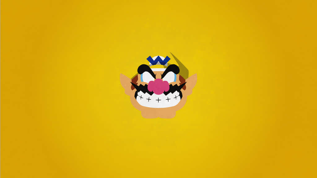 Wario Smirking On A Bold Background Wallpaper