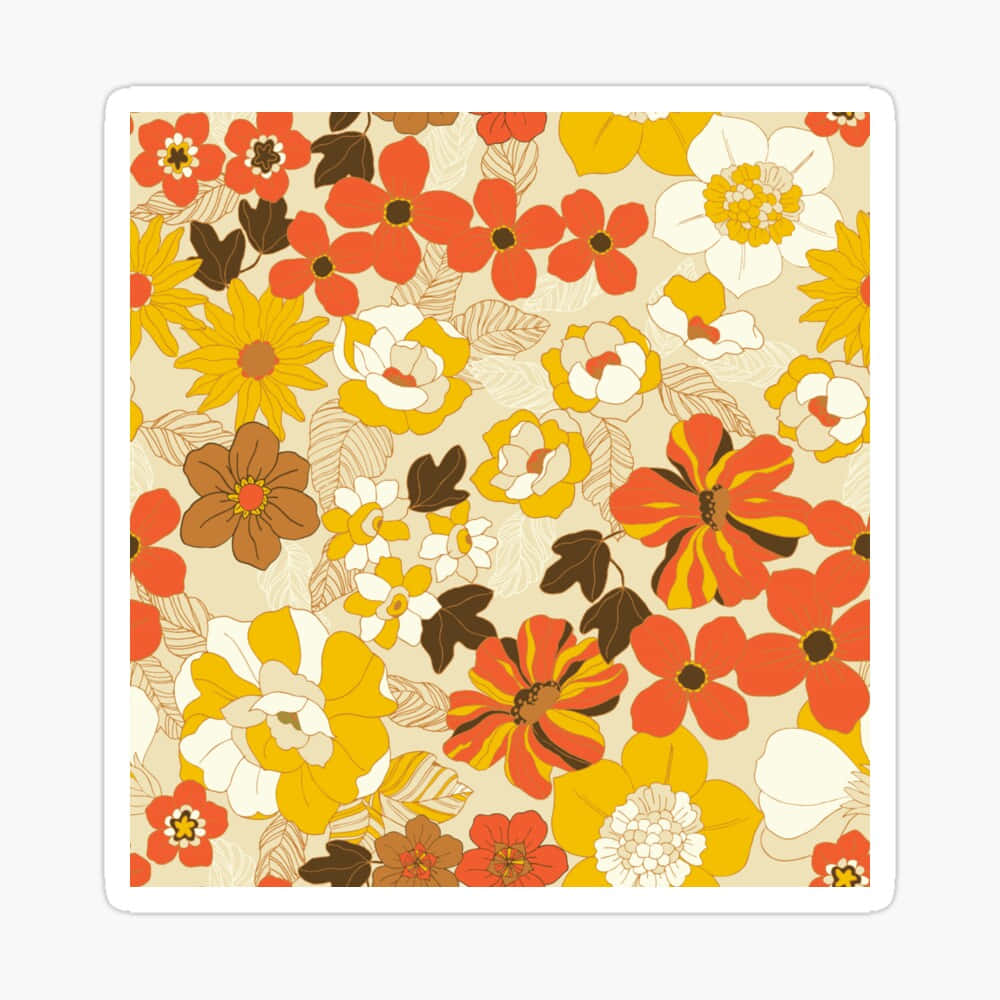 Warm 70s Floral Motif Wallpaper