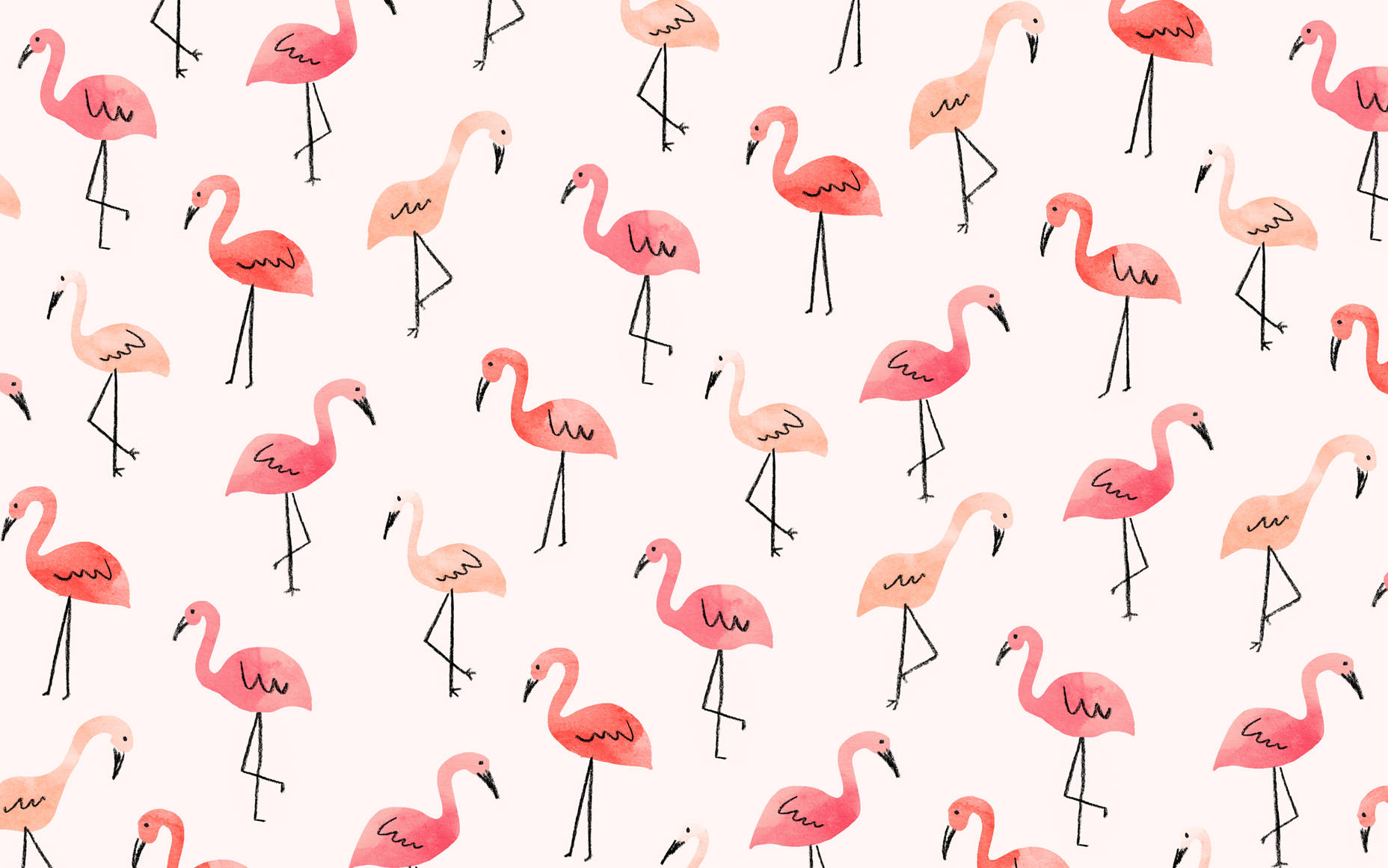 Warm Flamingo Pattern Wallpaper