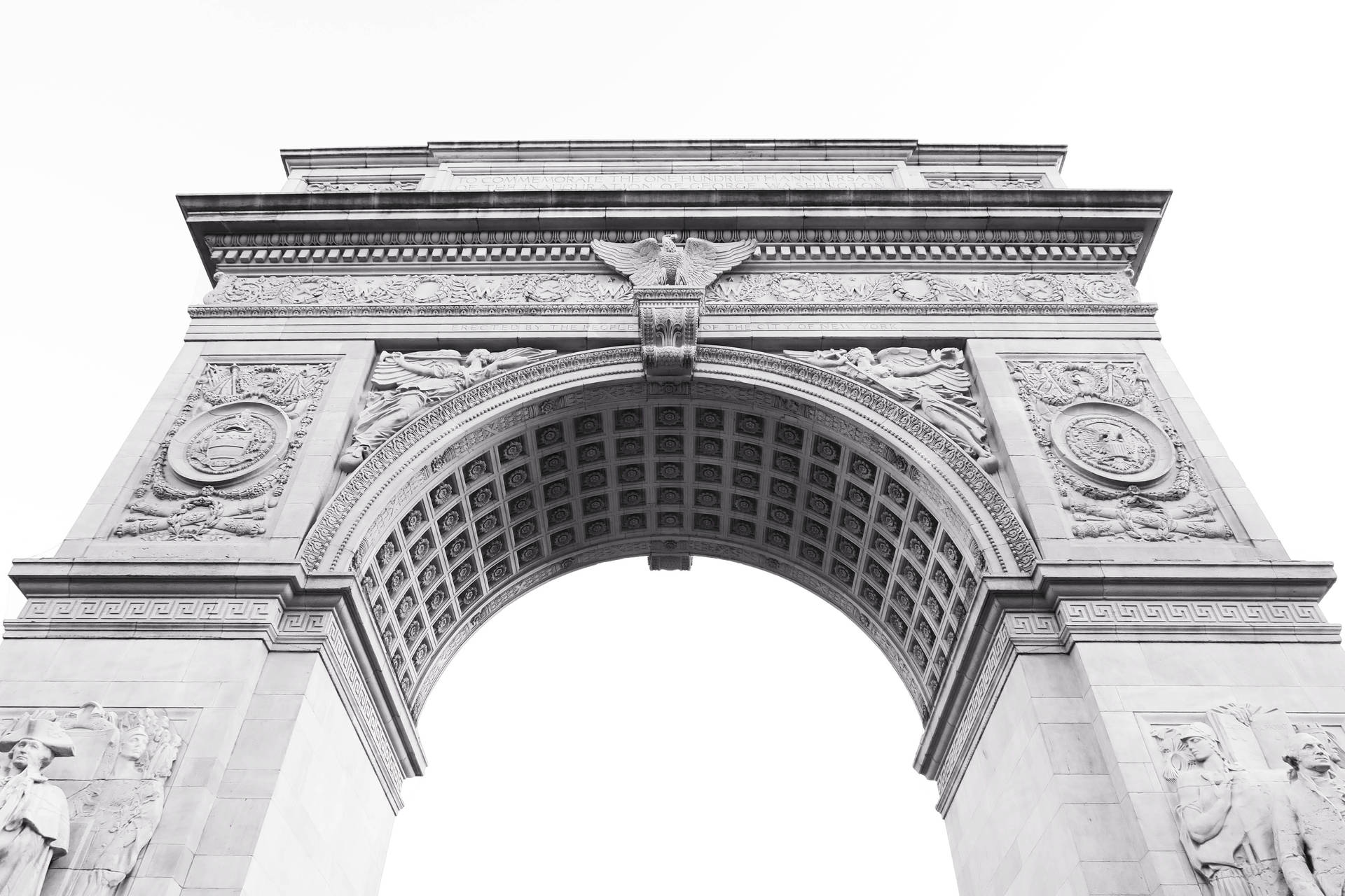 Washington Square Arch New York Black And White Wallpaper