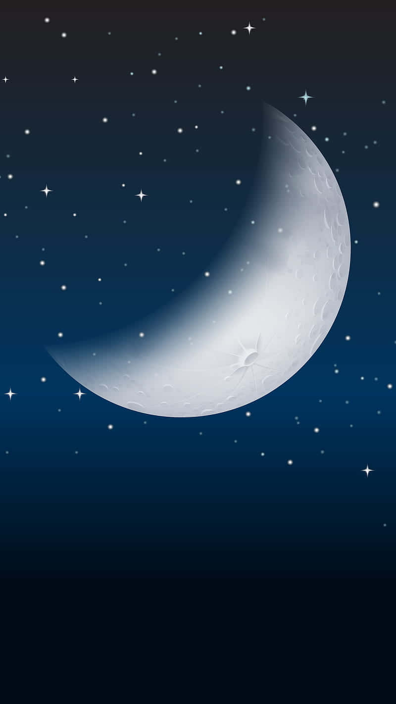 Watch The Night Sky Sparkle With The Moon And Stars On Your Iphone Wallpaper