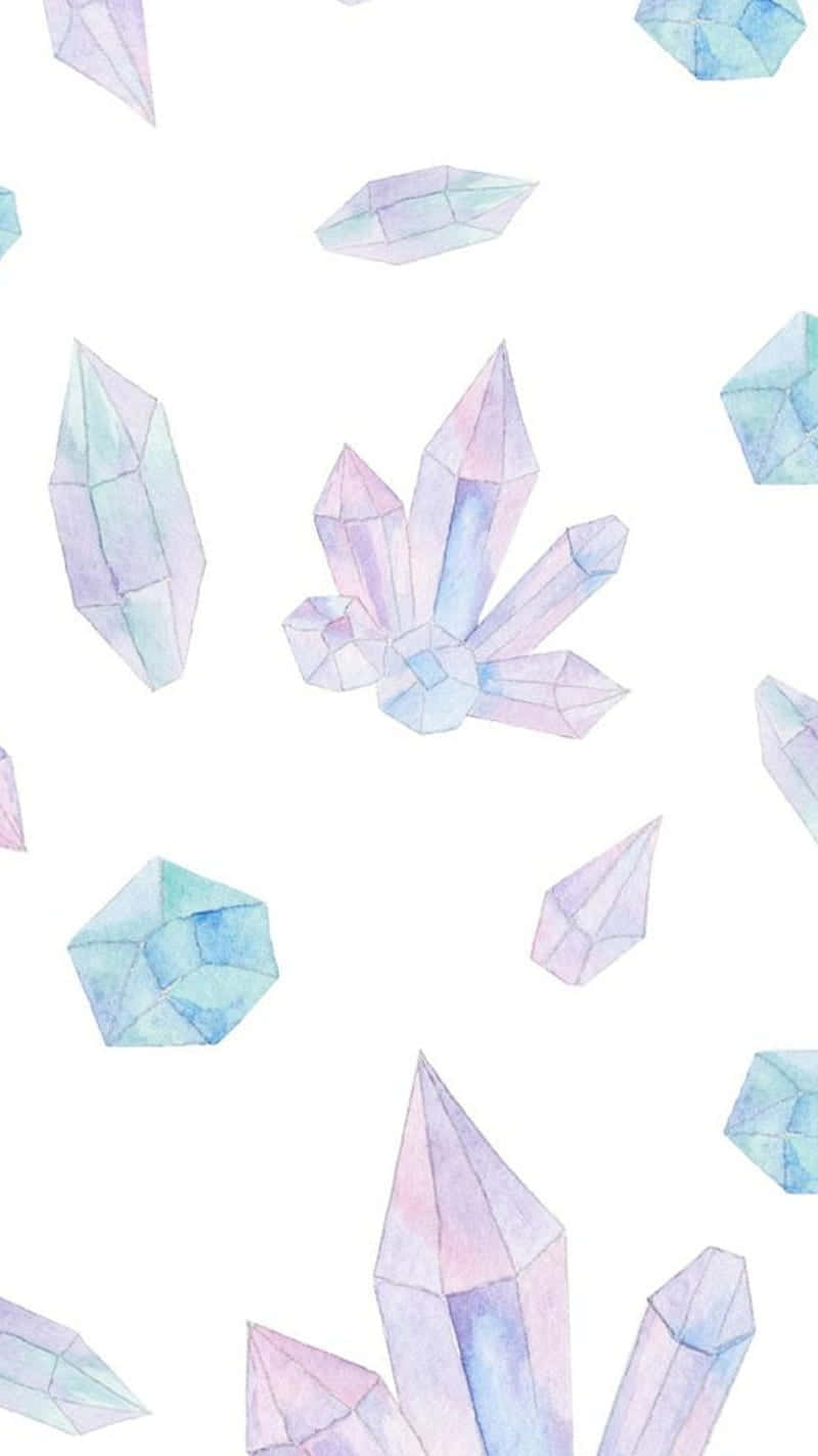 Watercolor Crystals On White Background Wallpaper