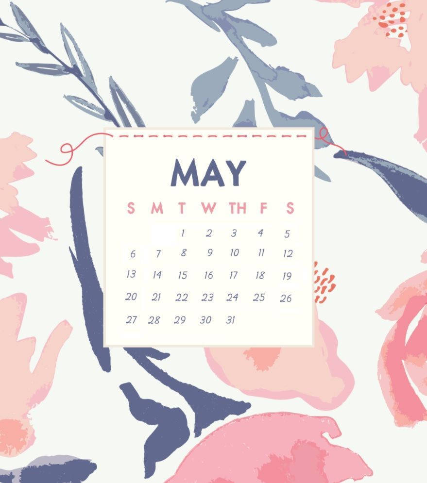 Watercolor May Calendar Wallpaper