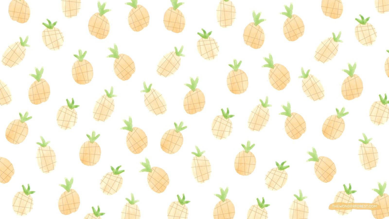 Watercolor Pineapple Pattern Wallpaper