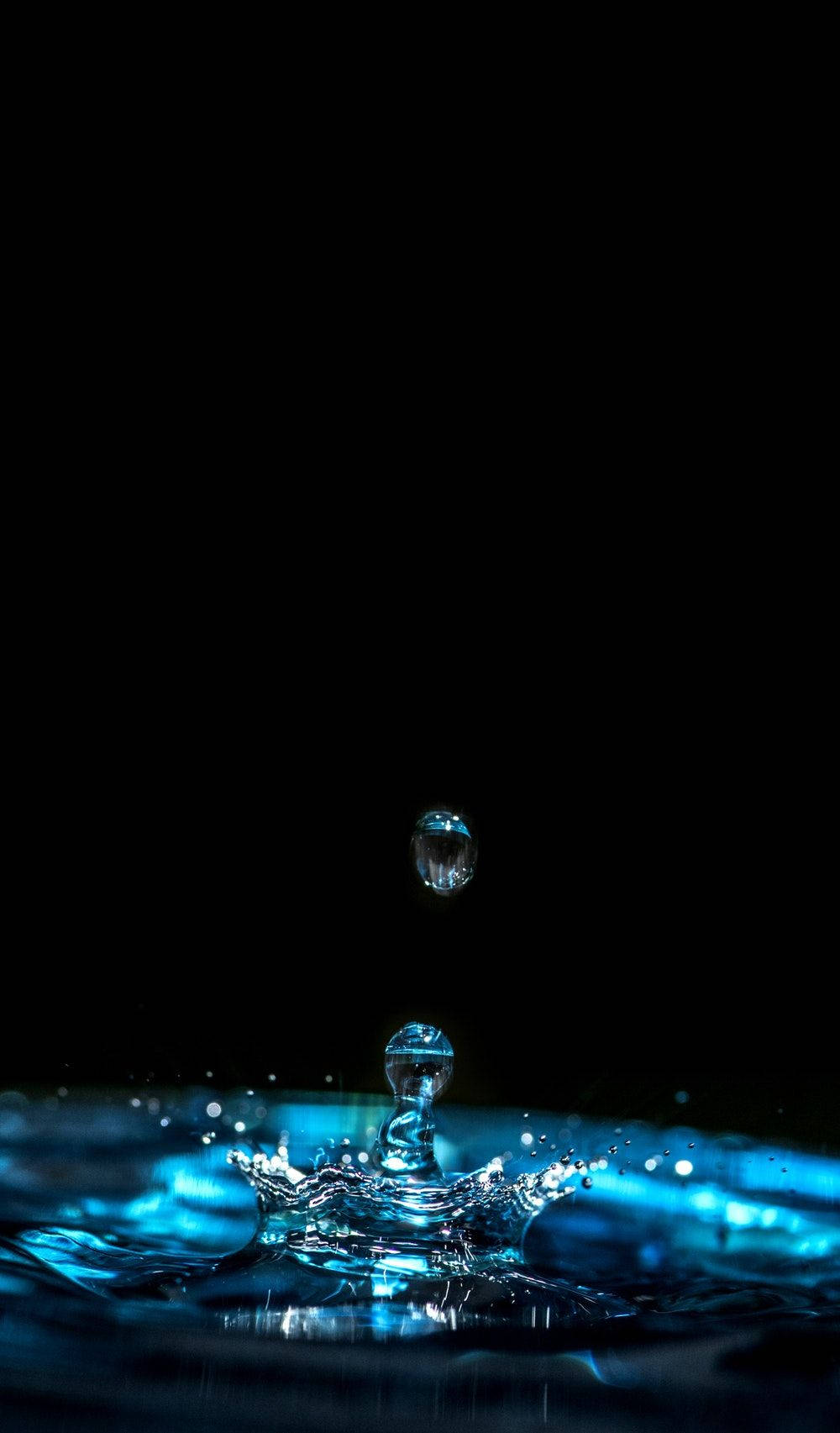 Waterdrop Aesthetic Dark Blue Hd Wallpaper