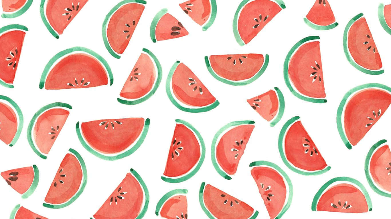 Watermelon Slices In Watercolor Pattern Wallpaper