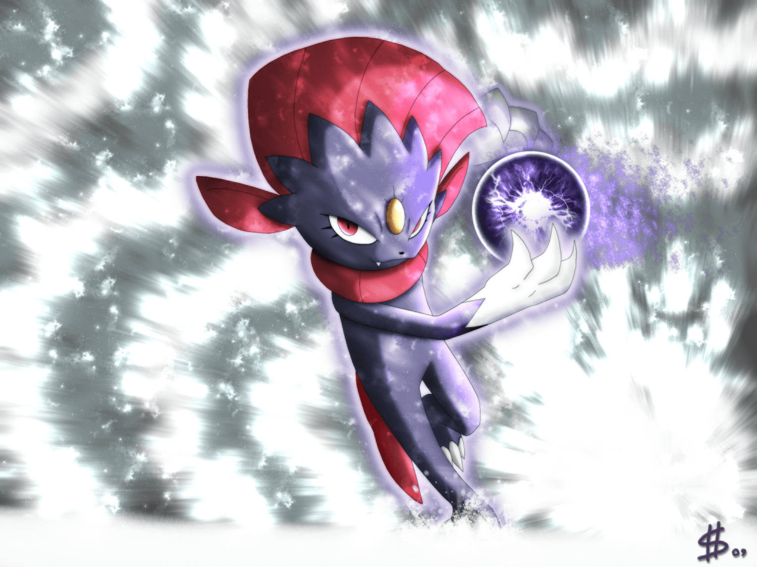 Weavile Throwing Energy Ball Wallpaper