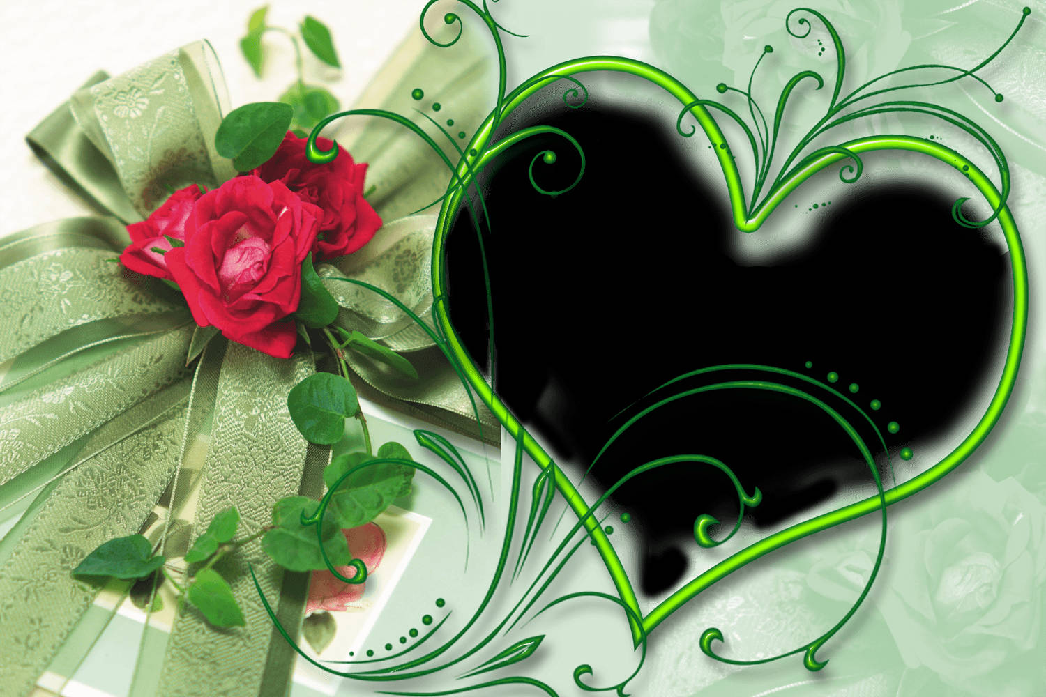 Wedding Album Green Heart Wallpaper