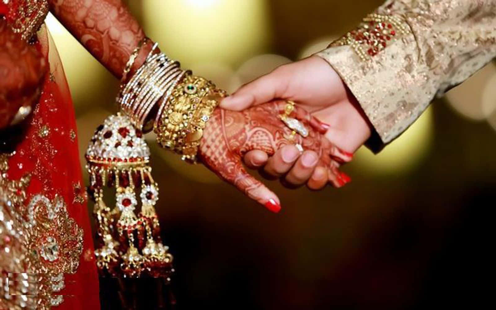 Wedding Couple Holding Hands Wallpaper