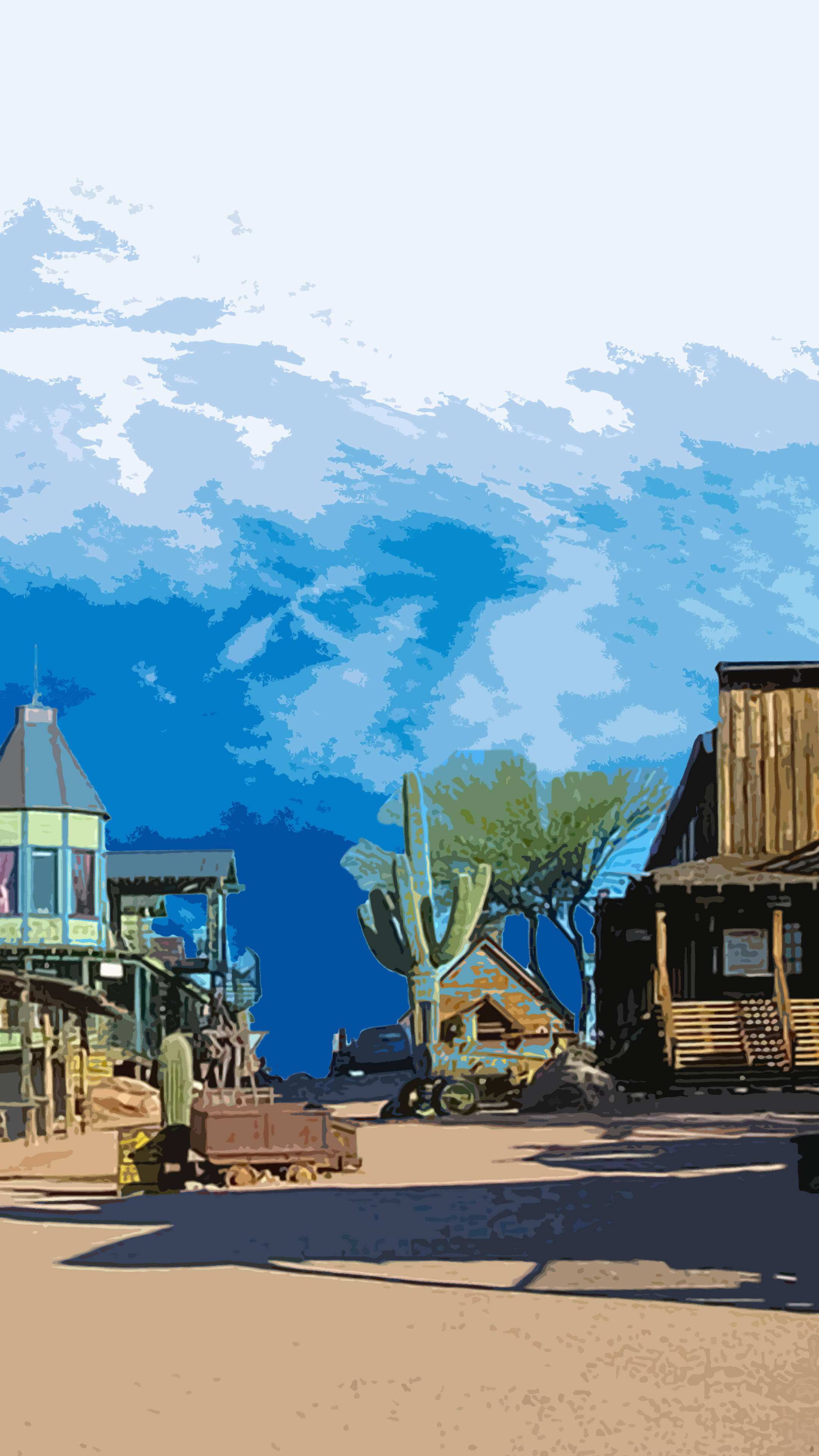 Western Aesthetic Sky Town Wallpaper