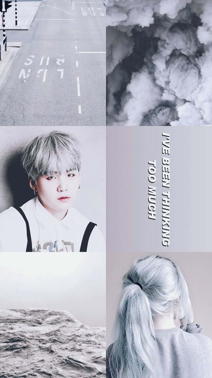 White Aesthetic Collage Suga Grey Wallpaper