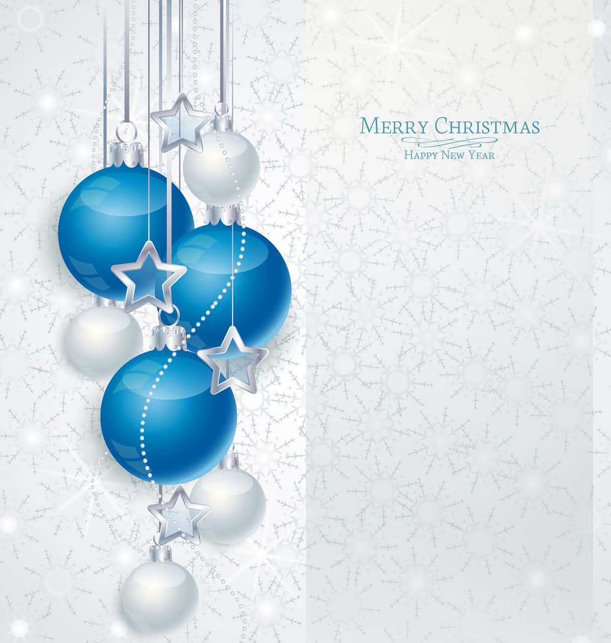 White & Blue Christmas Balls Wallpaper