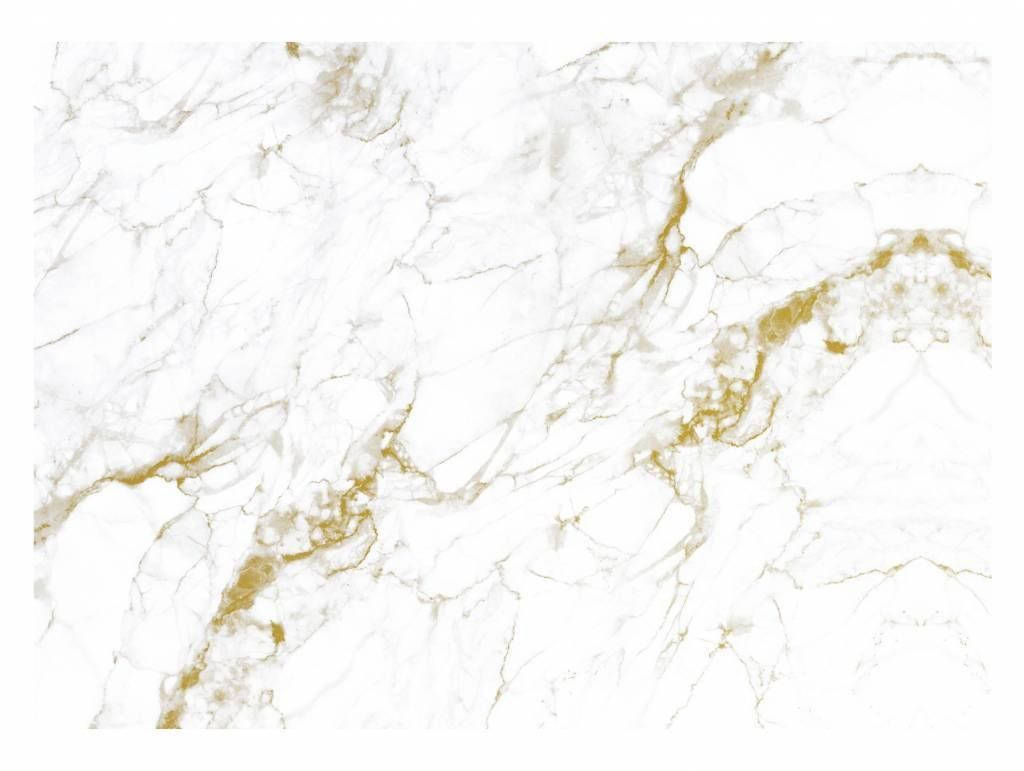 White Bordered Gold Marble Wallpaper