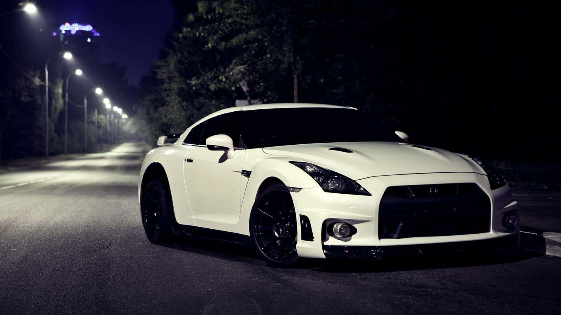 White Gt-r Desktop Taking A Turn Wallpaper