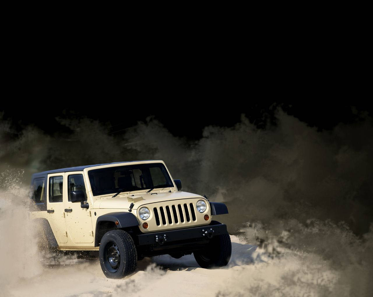 White Jeep In Sand Wallpaper