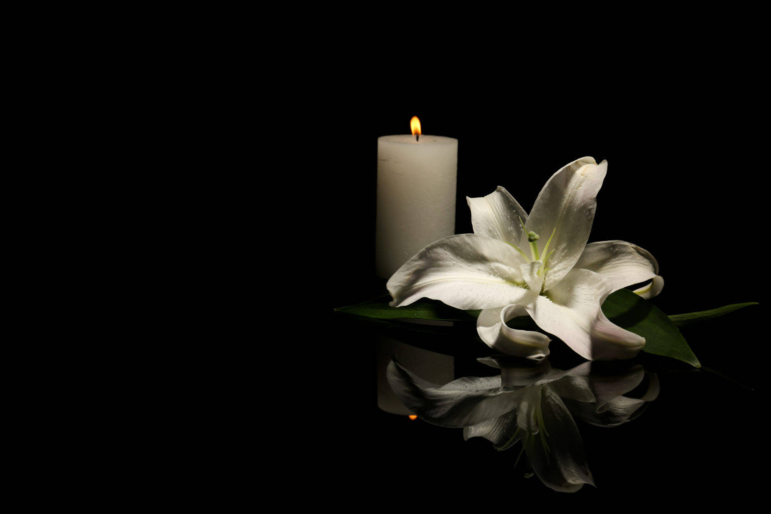 White Lily And Candle Condolence Wallpaper
