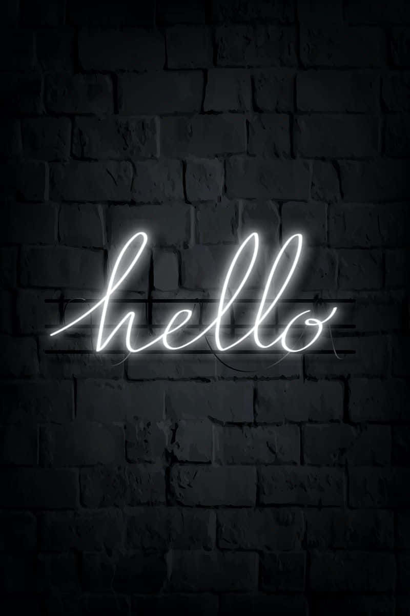 White Neon Hello Wallpaper