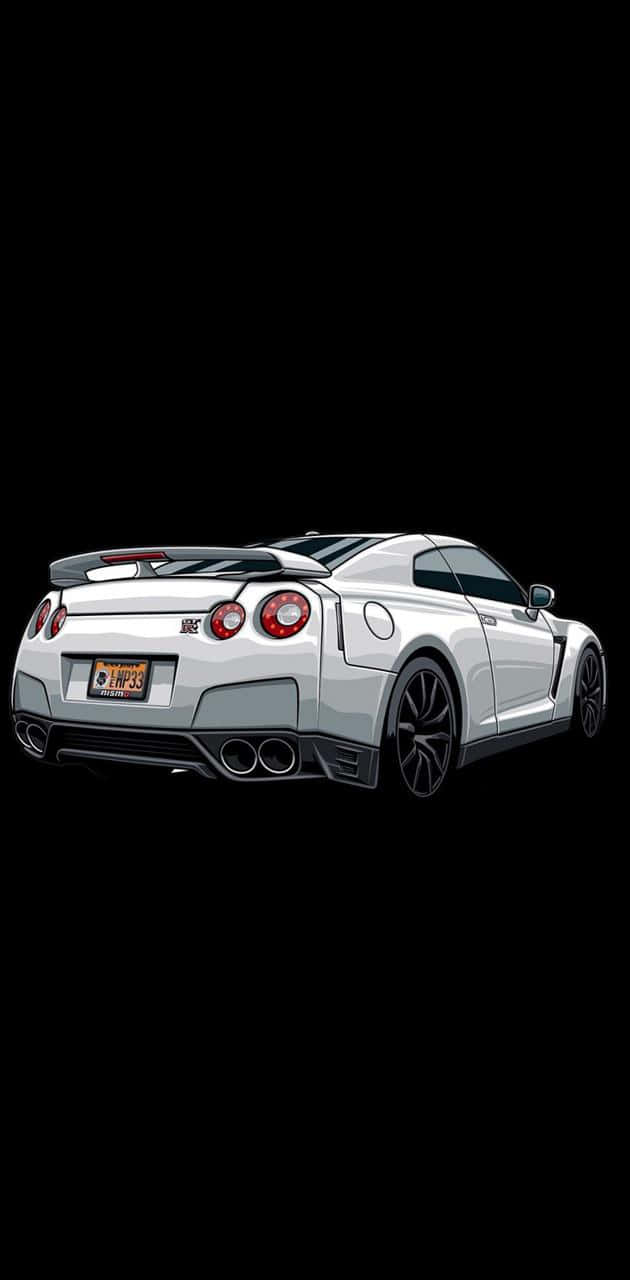 White Nissan R35 Gtr Animation Wallpaper