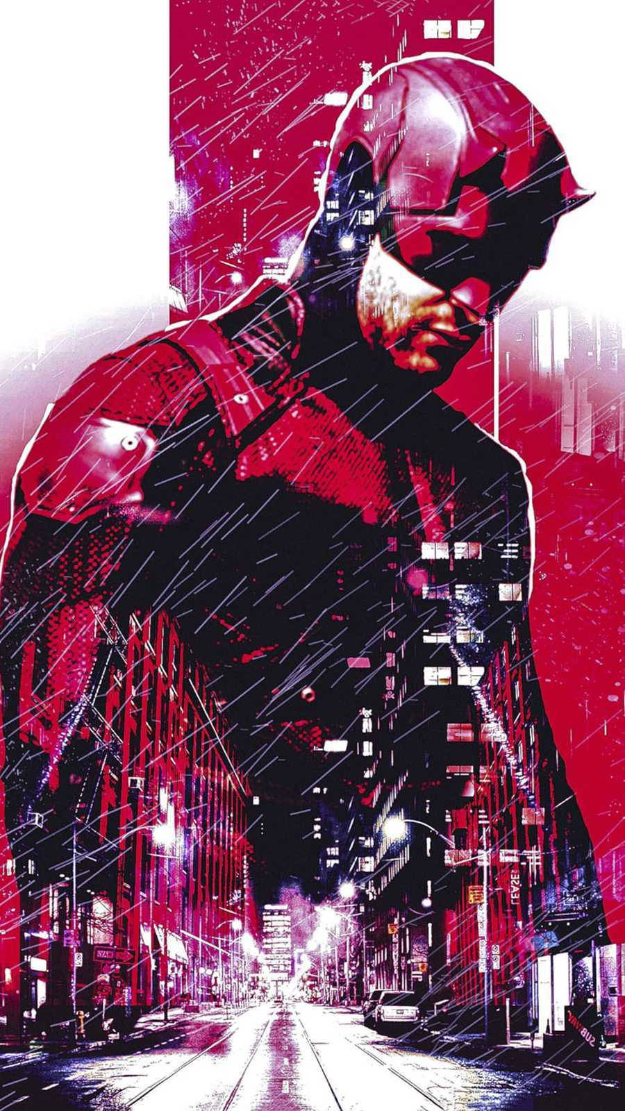 White Red Daredevil Abstract Wallpaper