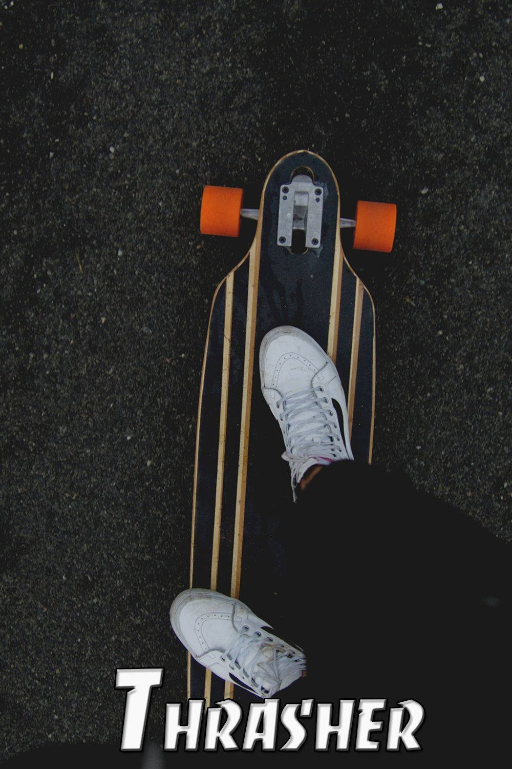 White Skater Shoes On Skateboard Iphone Wallpaper