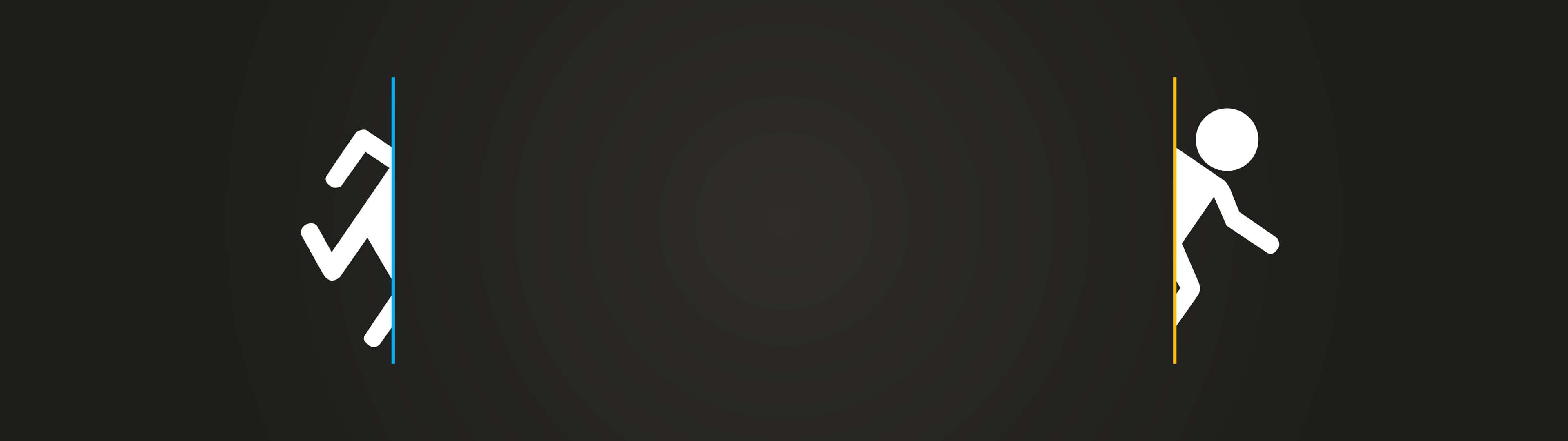 White Stick Figure Portal Multi Monitor Display Wallpaper