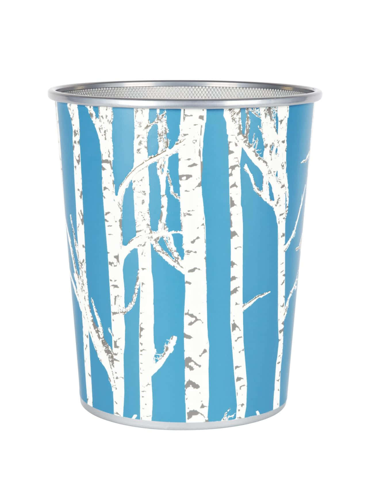 White Tree Trunks Trash Can Wallpaper