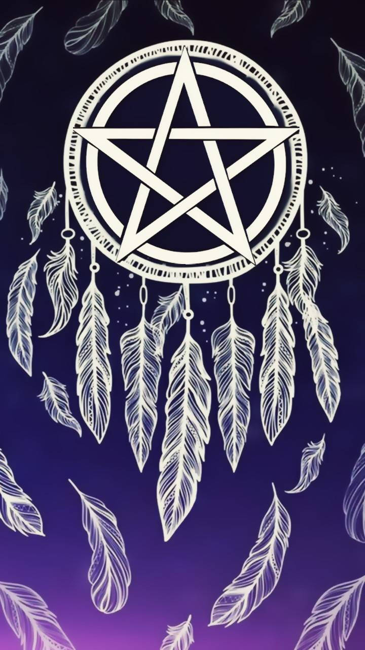 Wiccan Pentagram White Dreamcatcher Wallpaper