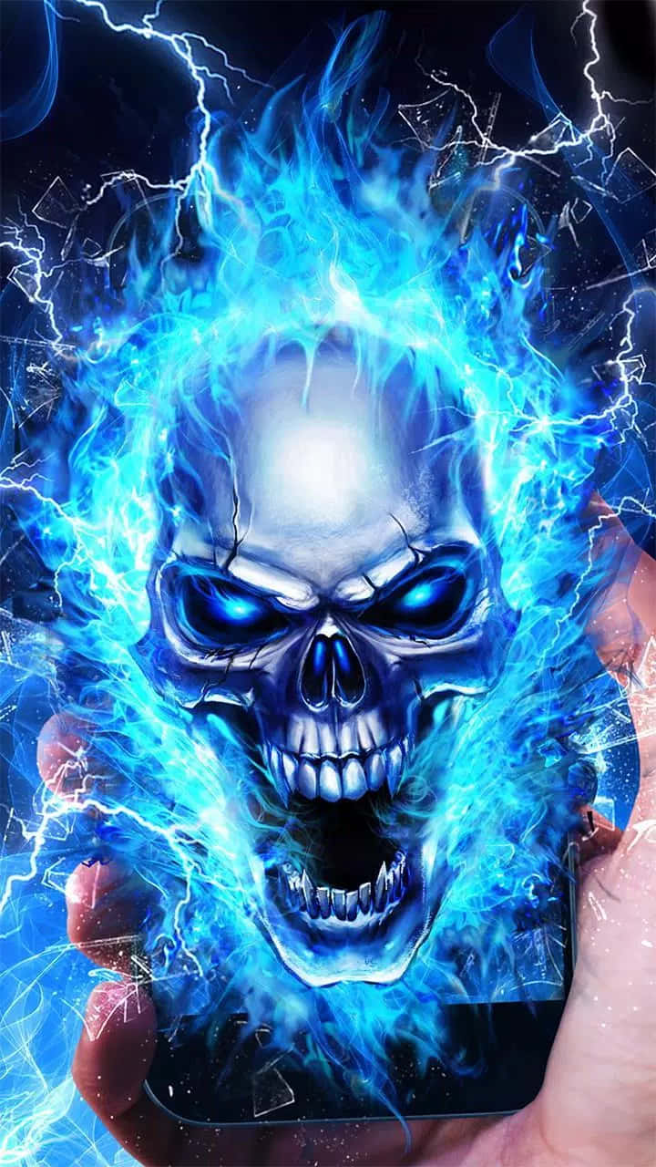 Wickedly Wild Flaming Skull Wallpaper