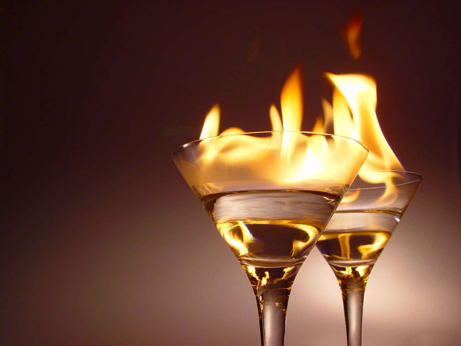 Wine Glasses Drinks With Fire Wallpaper