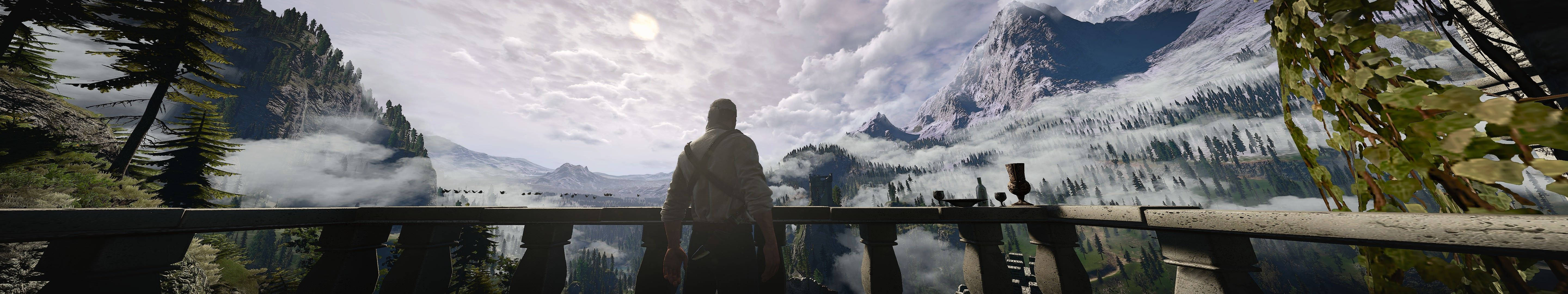 Witcher 3 Geralt Balcony View Wallpaper