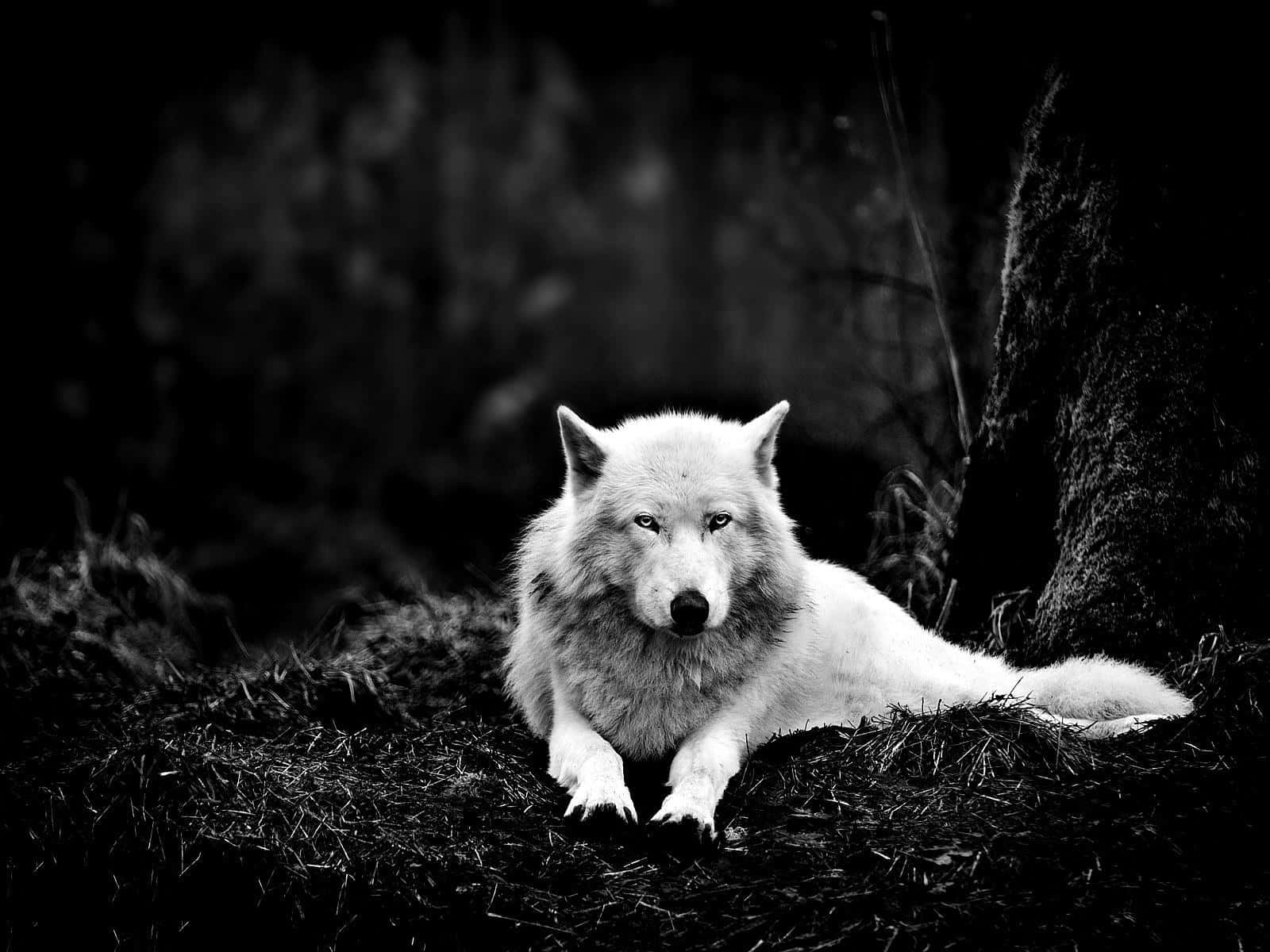 Wolf Aesthetic Black White Picture Wallpaper