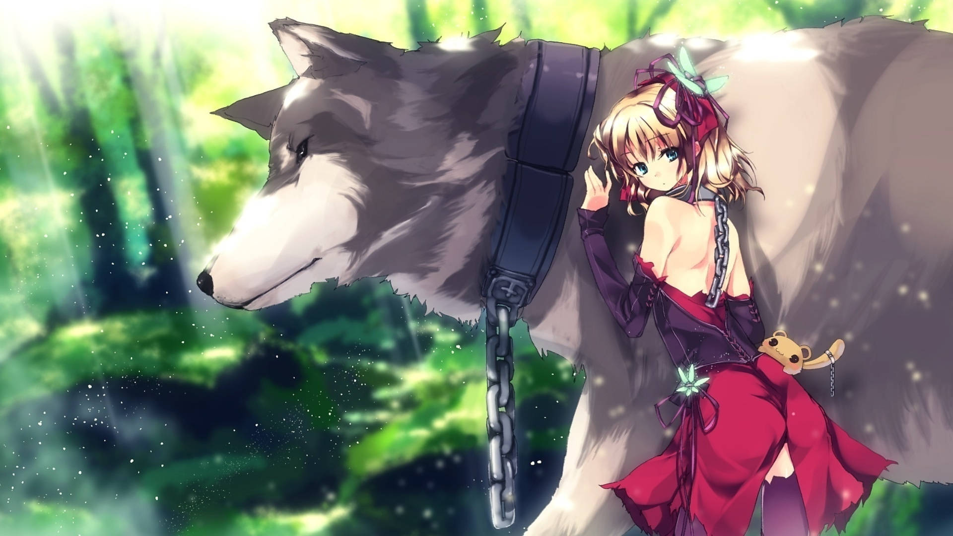 HD desktop wallpaper: Anime, Wolf, Girl download free picture #1035168