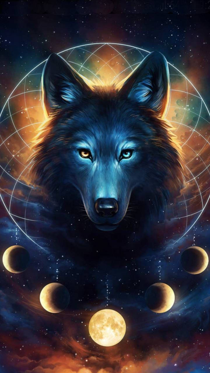 Wolf In The Galaxy Cool Android Wallpaper