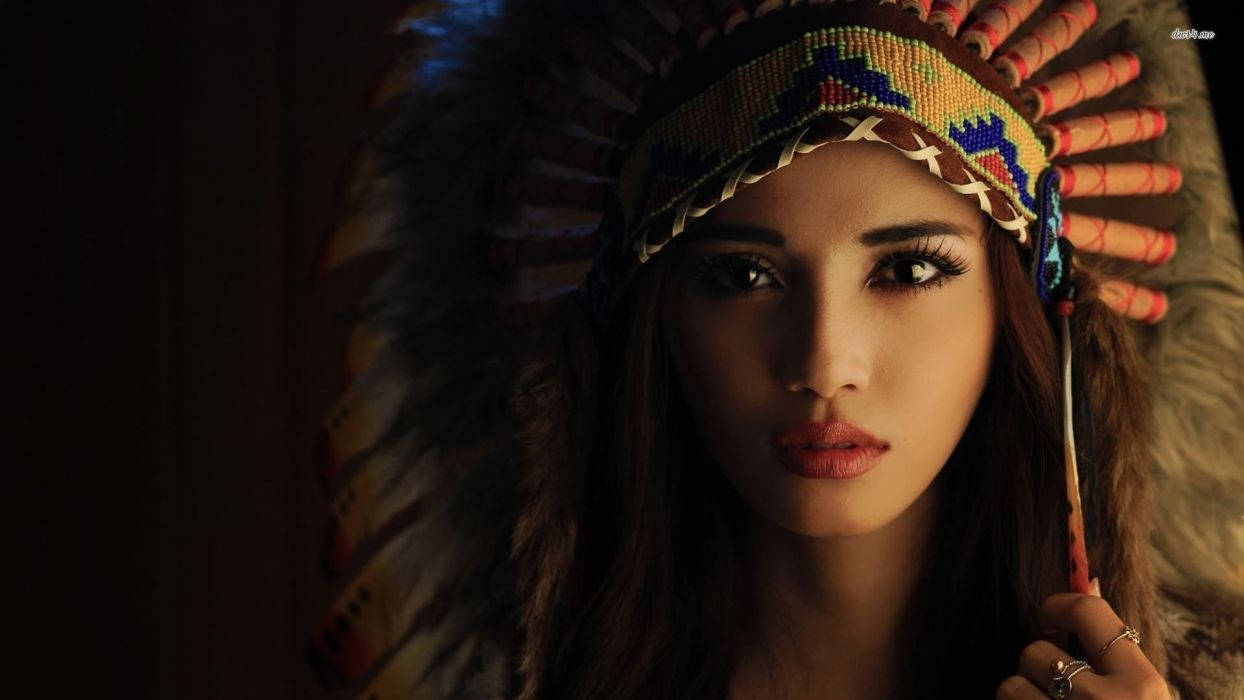 Woman Beautiful Indian Headdress Wallpaper