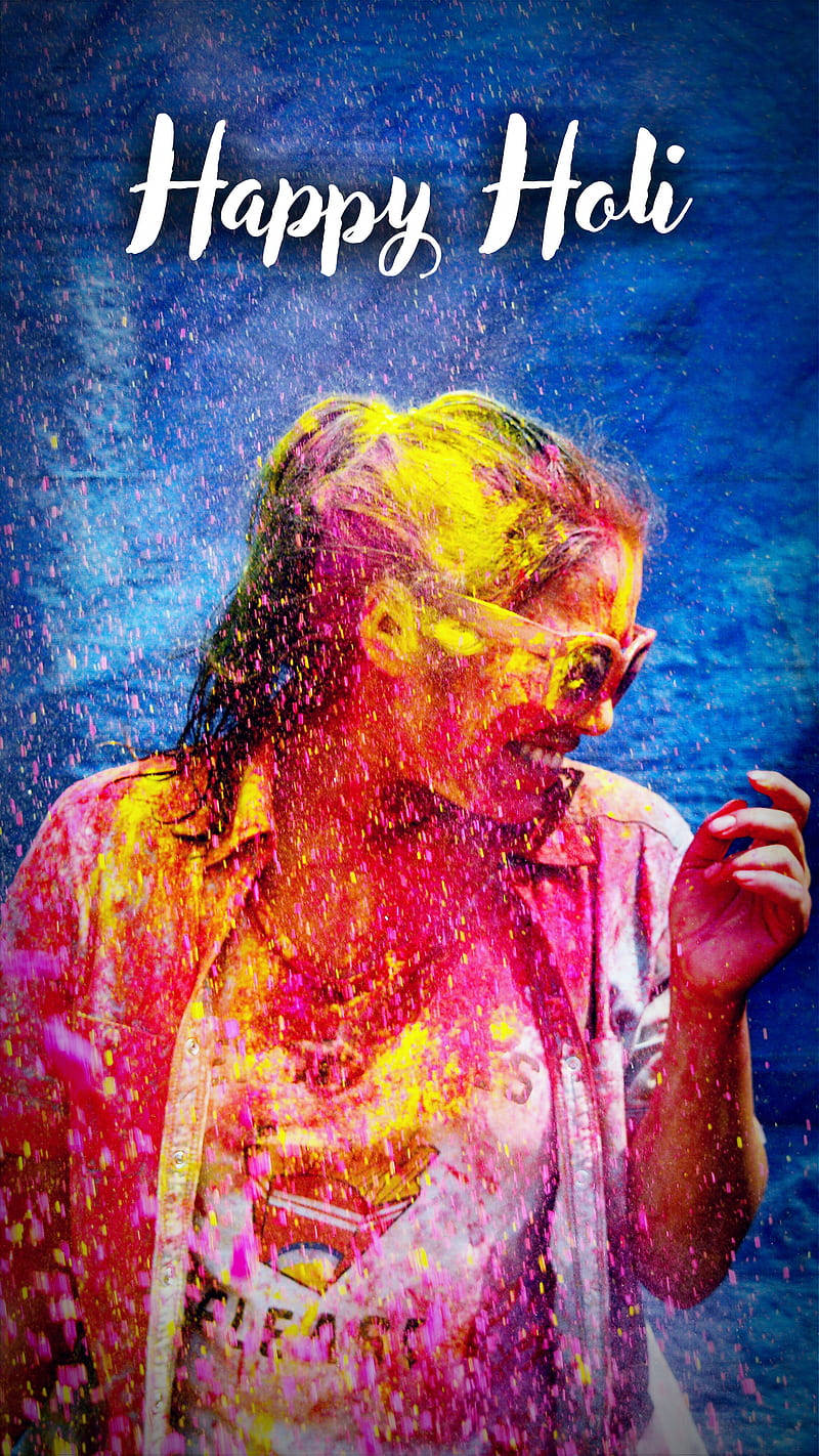 Woman Drenched In Color Happy Holi Hd Wallpaper