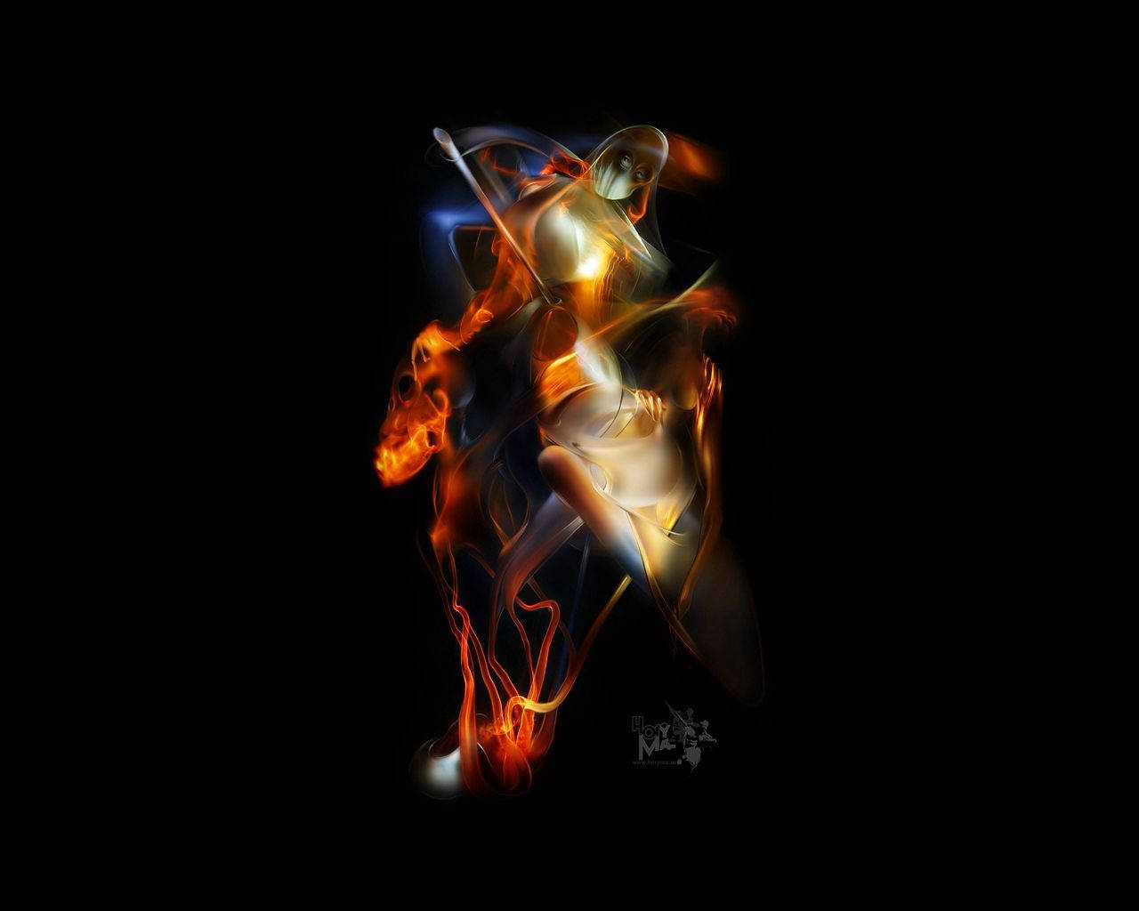 Woman Flames Abstract Image Wallpaper