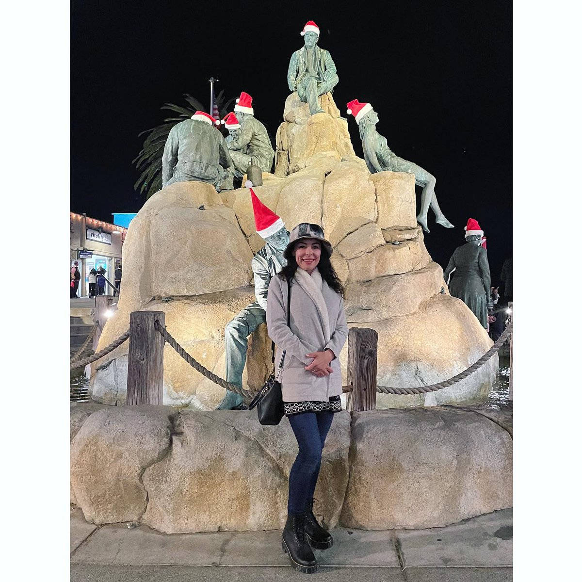 Woman Posing With Cannery Row Monument Wallpaper