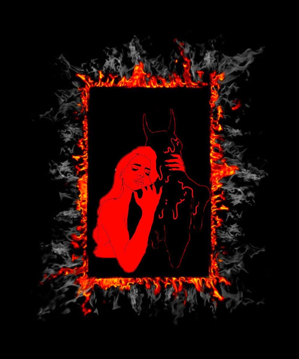 Woman With Devil Black And Red Aesthetic Wallpaper