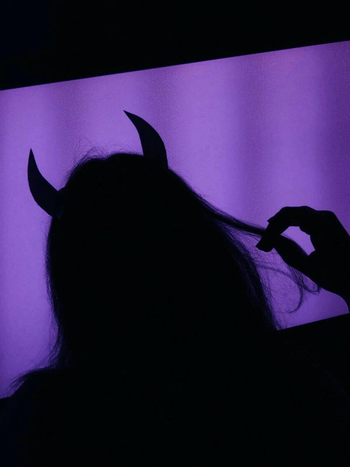 Woman With Devil Horns Dark Grunge Aesthetic Wallpaper