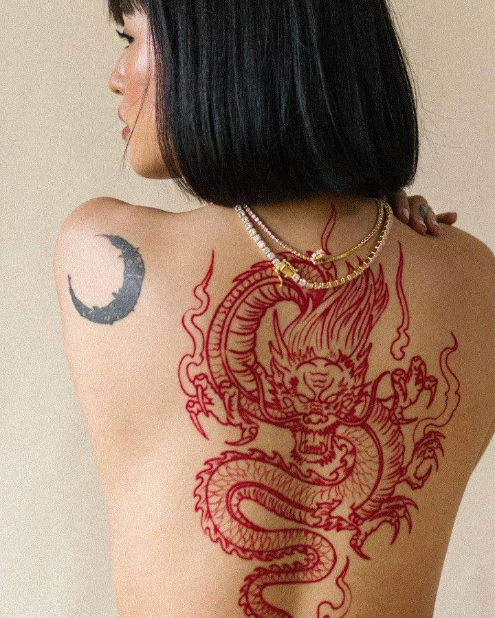 Woman With Japanese Dragon Tattoo Wallpaper