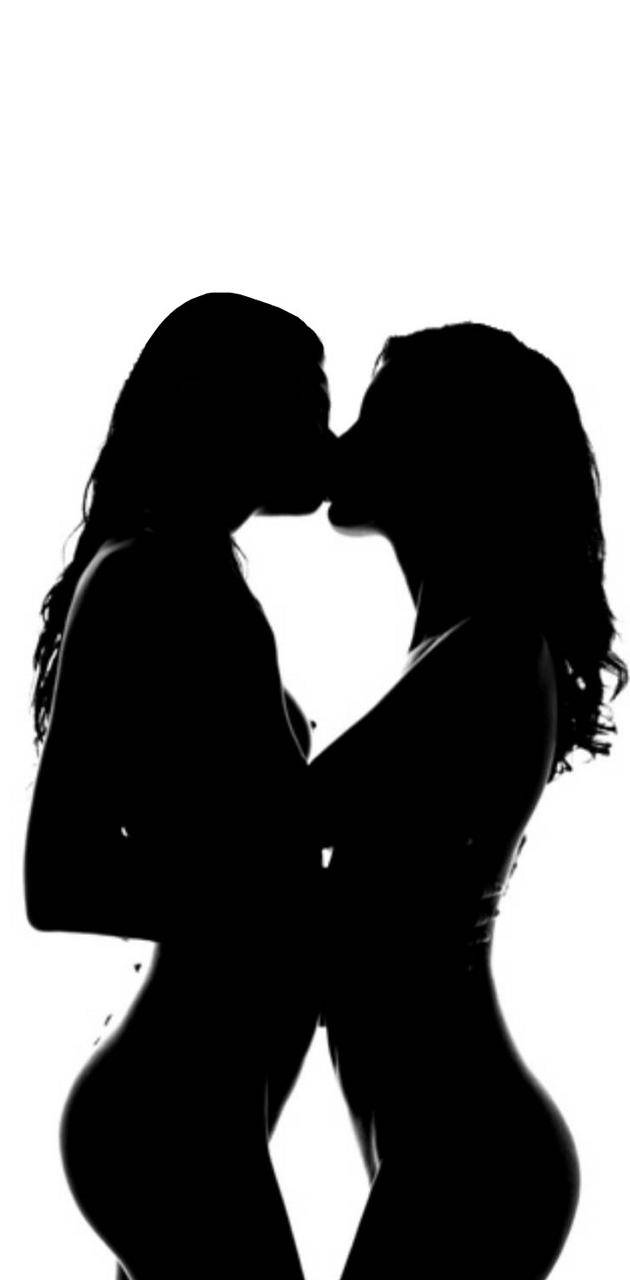 Women Kissing Silhouette Wallpaper