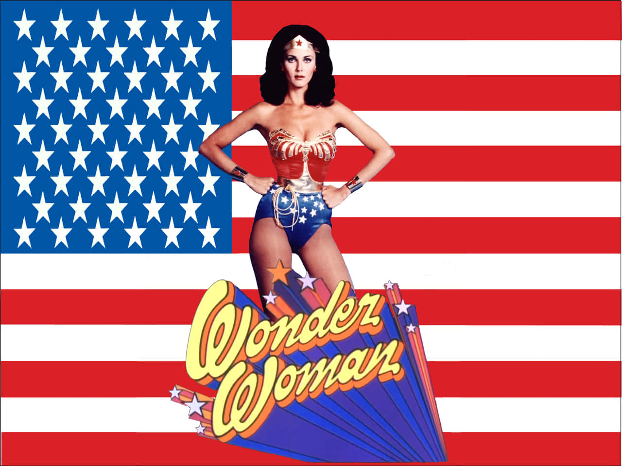 Wonder Woman American Flag Background Wallpaper