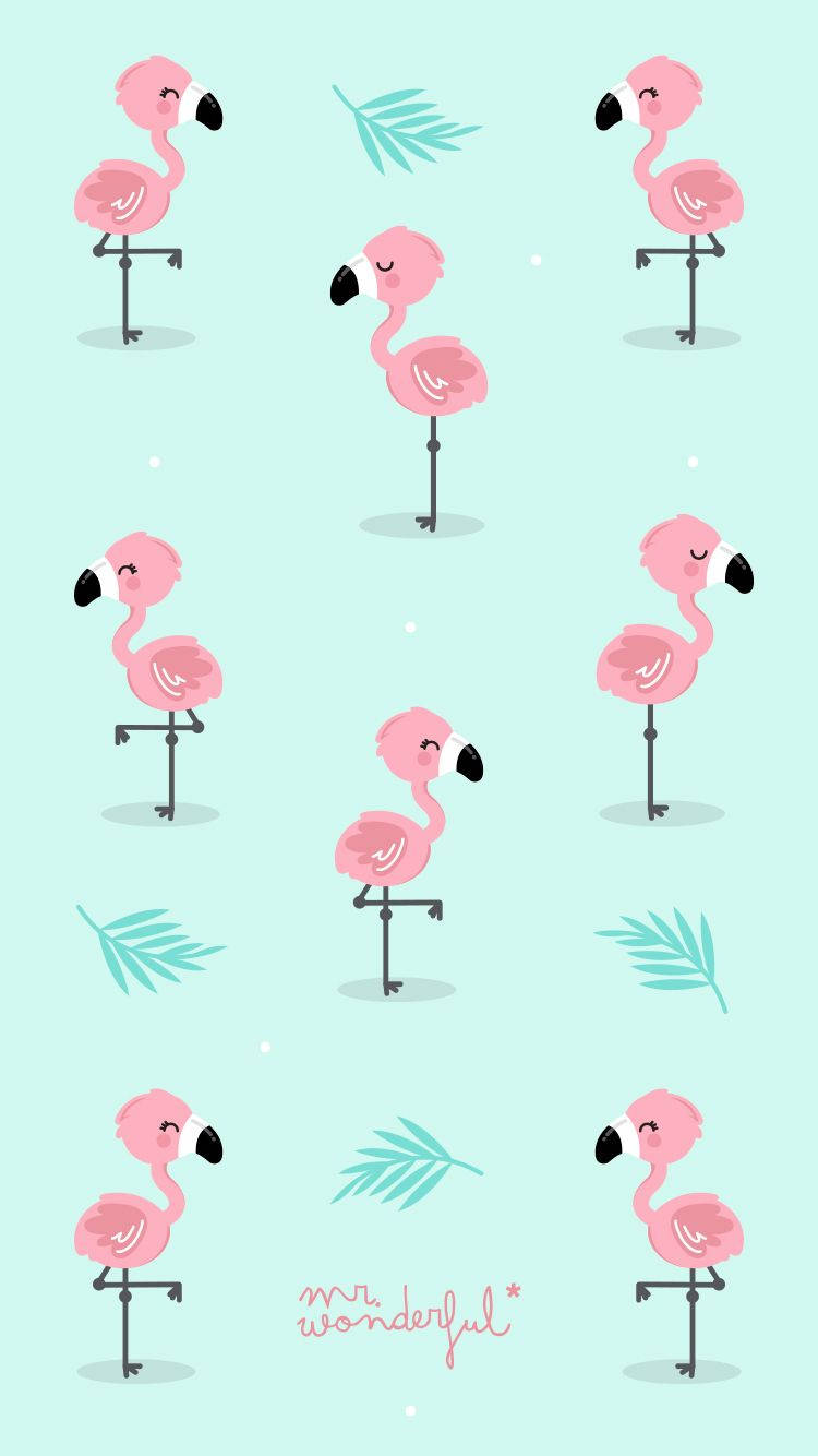 Wonderful Flamingo Pattern Wallpaper