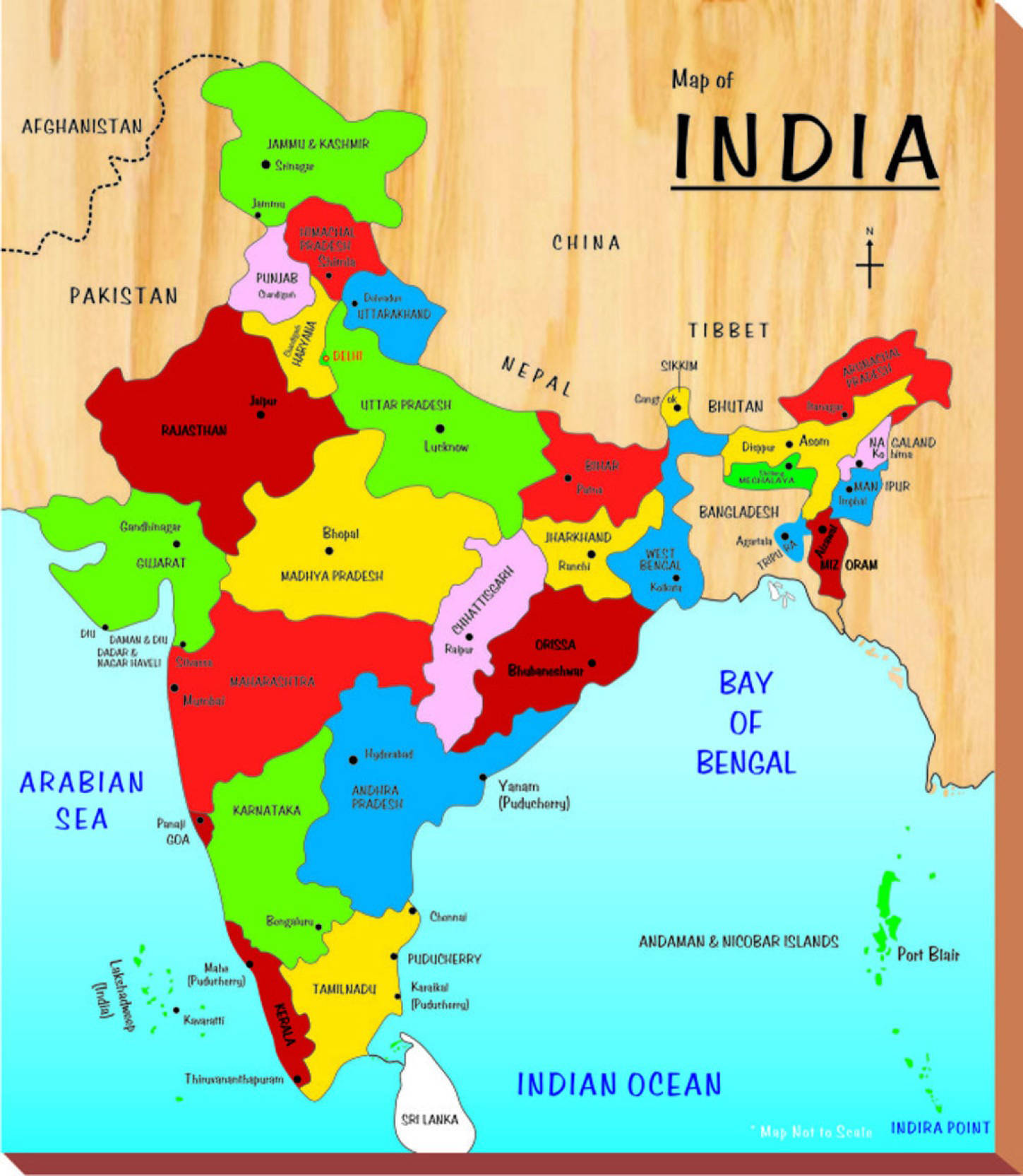 Wooden India Map Wallpaper